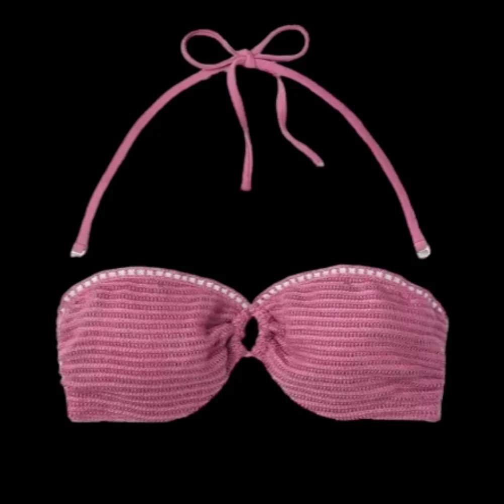 SHADE & SHORE NWT Women's Crochet Bandeau Bikini Top Pink 38DD - Picture 3 of 7